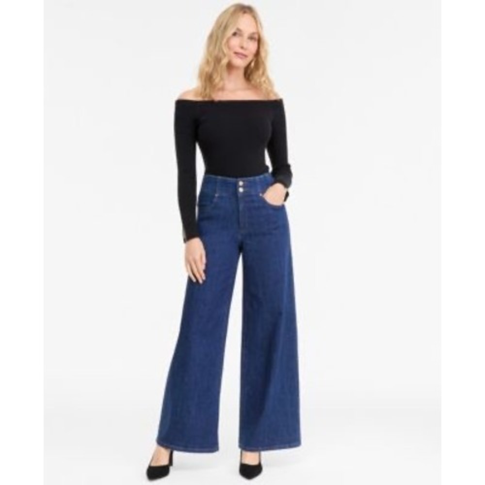 INC International Concepts‎ Wide Leg High Rise Dark Wash Jeans Size 2/26